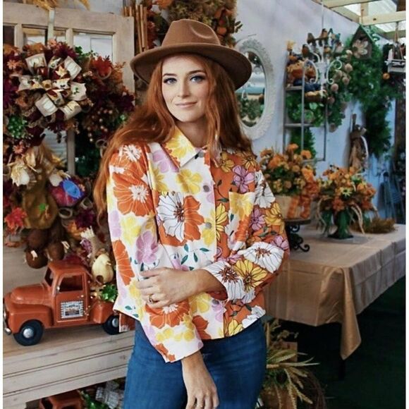 ANDREE BY UNIT Jackets & Blazers - Andree By Unit x Emily Wonder Tangerine Floral Printed Jacket S-L New J10125